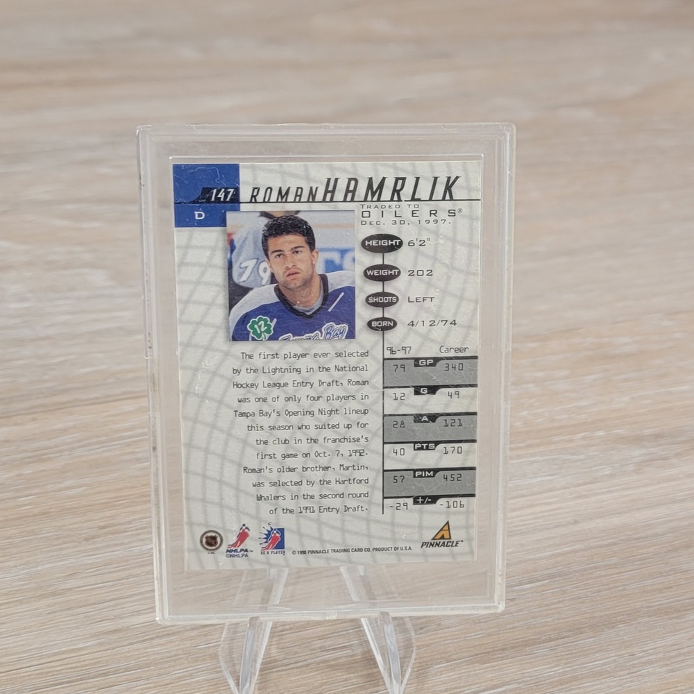 Roman Hamrlik Autographed 1998 Pinnacle Trading Card Tampa Bay Lightning - Picture 2 of 6